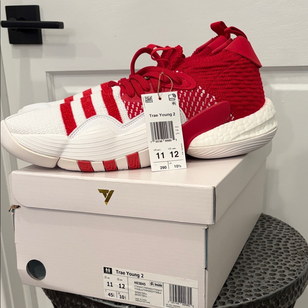 adidas Trae Young 2 Red and White Basketball Shoes